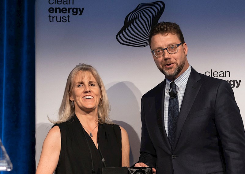 Marian Singer, CEO and co-founder of Wellntel, a Clean Energy Trust portfolio company, and Erik Birkerts, CEO of the Clean Energy Trust