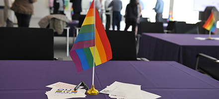 Pride flag on a table