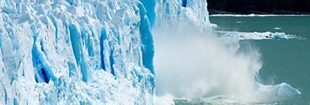 ice falling from glacier
