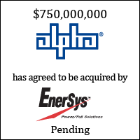 Alpha has agreed to be acquired by EnerSys