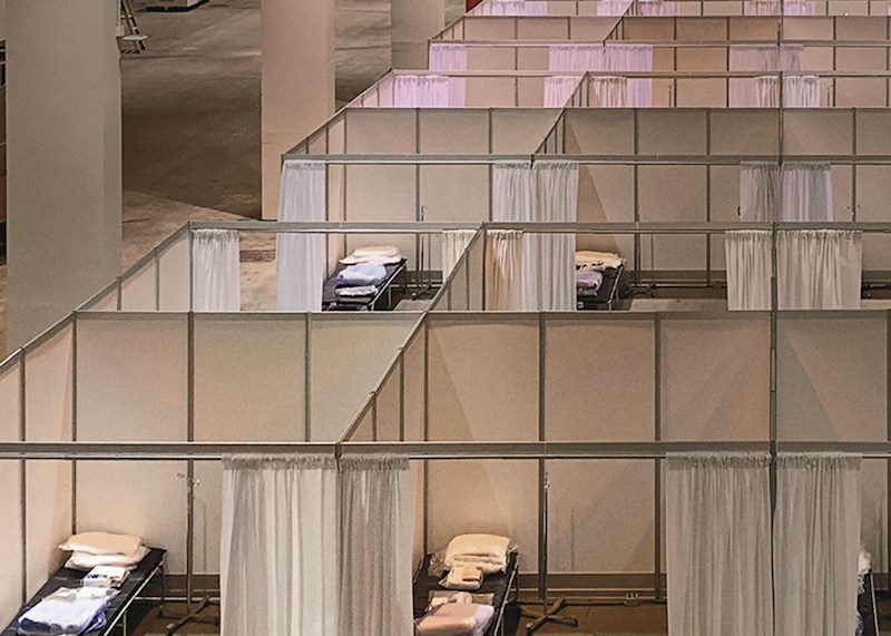 Rows of beds and partitions