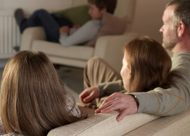 Family watching television