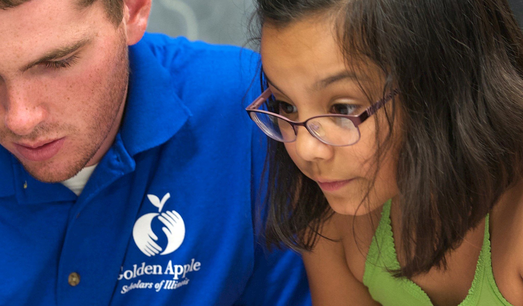 Golden Apple volunteer and student