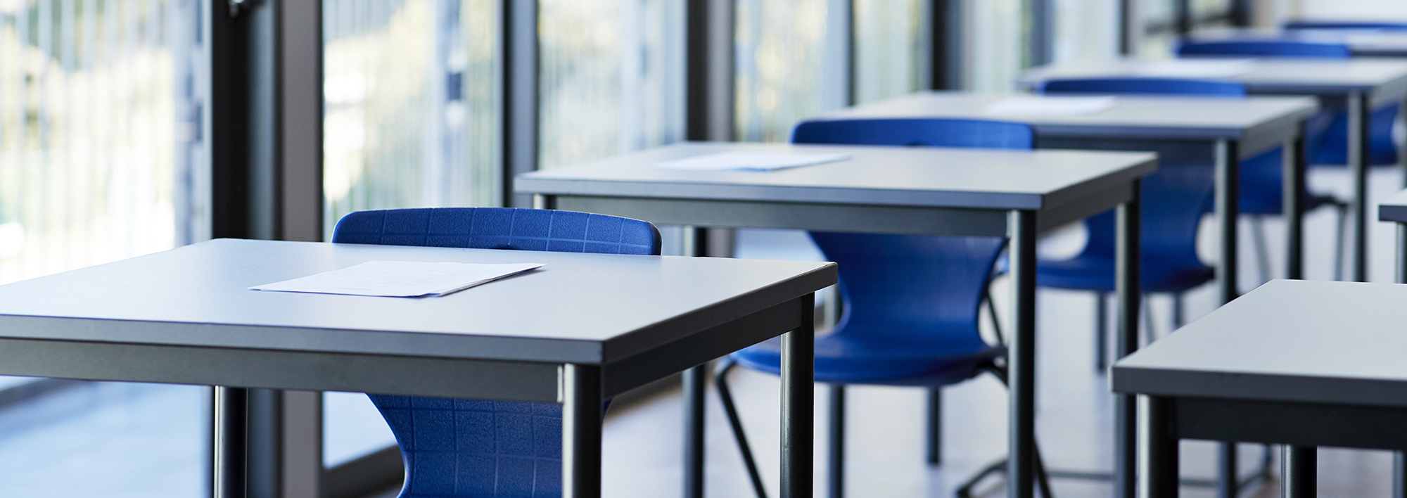Empty school desks