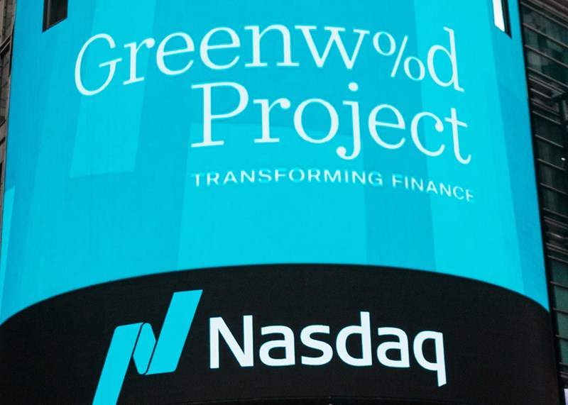Greenwood Project on the Nasdaq jumbotron in Times Square