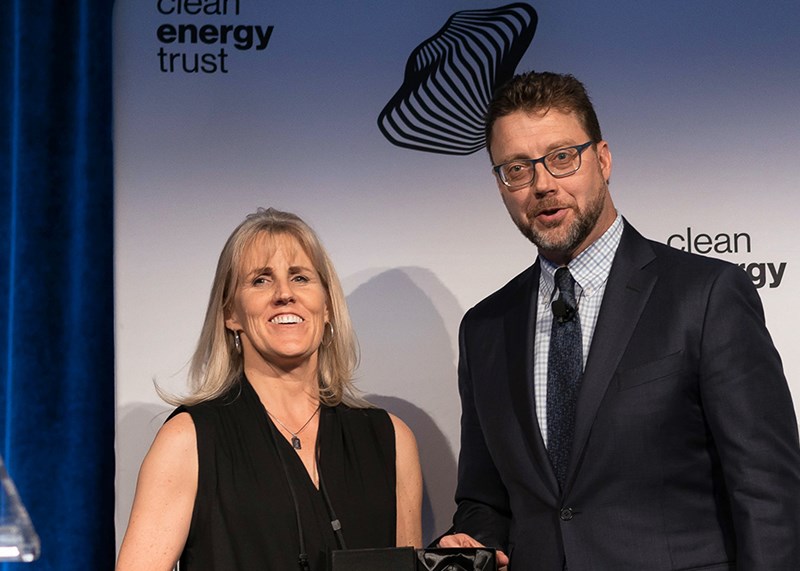Marian Singer, CEO and co-founder of Wellntel, a Clean Energy Trust portfolio company, and Erik Birkerts, CEO of the Clean Energy Trust