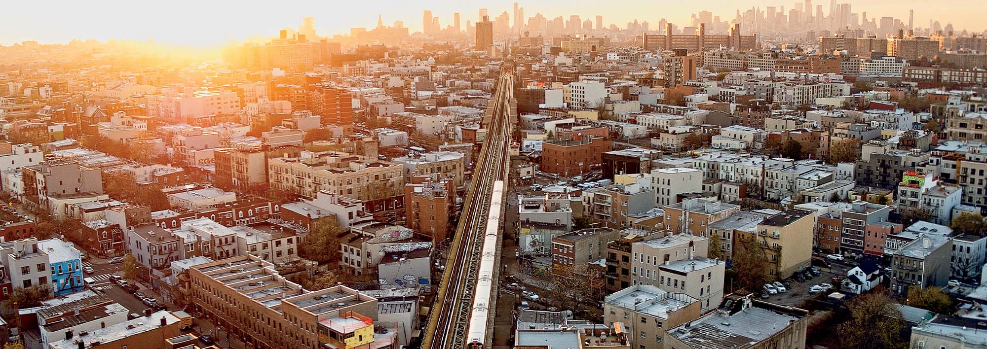 Train heading into New York City