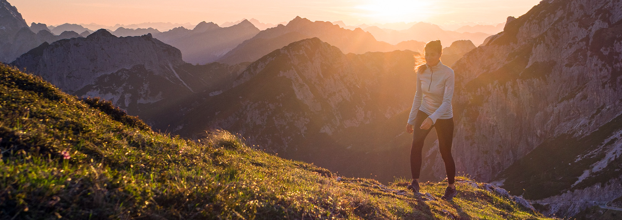 Woman hiking on a mountain