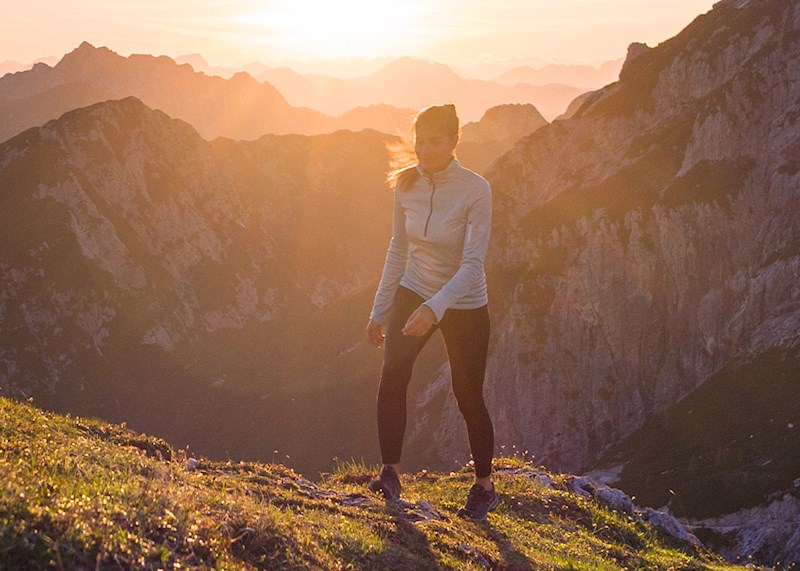 Woman hiking on a mountain