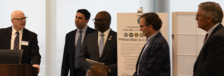 From left Robert Nachman with Employer Support of the Guard and Reserve-Illinois; Evan Brainerd and Tye Clark, co-chairs of William Blair Veterans’ Alliance; John Ettelson, President & CEO of William Blair; John Moore, head of William Blair Institutional Equity group