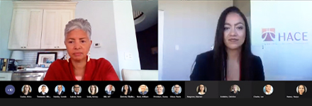 Jacqui Robertson, head of I&D at William Blair; Patricia Mota, CEO of Hispanic Alliance for Career Enhancement