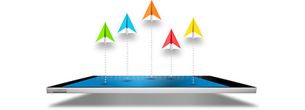 Arrows coming out of an tablet