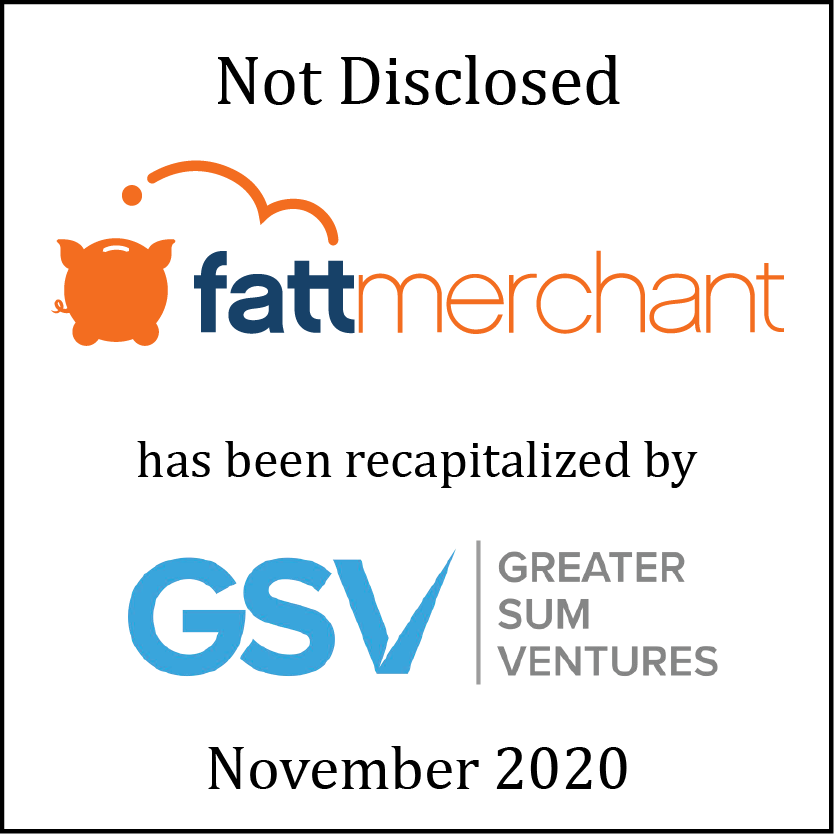 fattmerchant (logo) has been recapitalized by GSV | Greater Sum Ventures (logo)