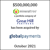 MineralTree (logo), a portfolio company of Great Hill Partners (logo) Has Been Acquired by Global Payments (logo)
