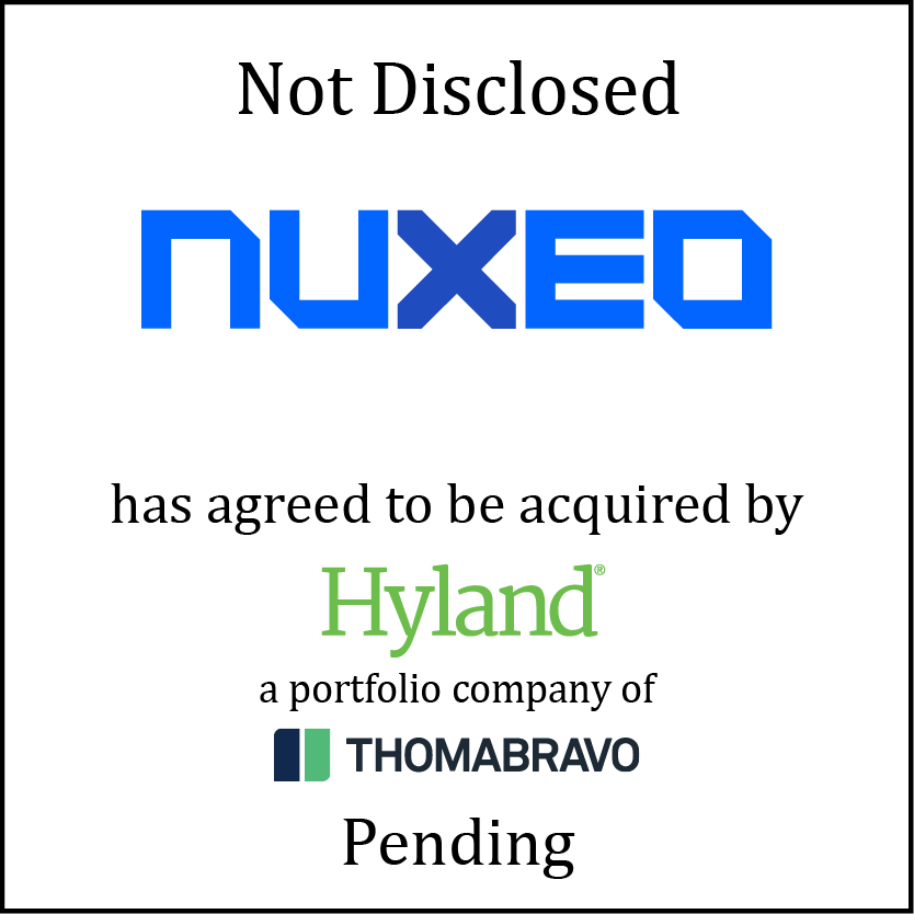 Nuxeo (logo) has agreed to be acquired by Hyland (logo) a portfolio company of ThomaBravo (logo)