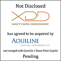 Xact Data Discovery (logo) Has Agreed to be Acquired by Aquiline Capital Partners (logo)