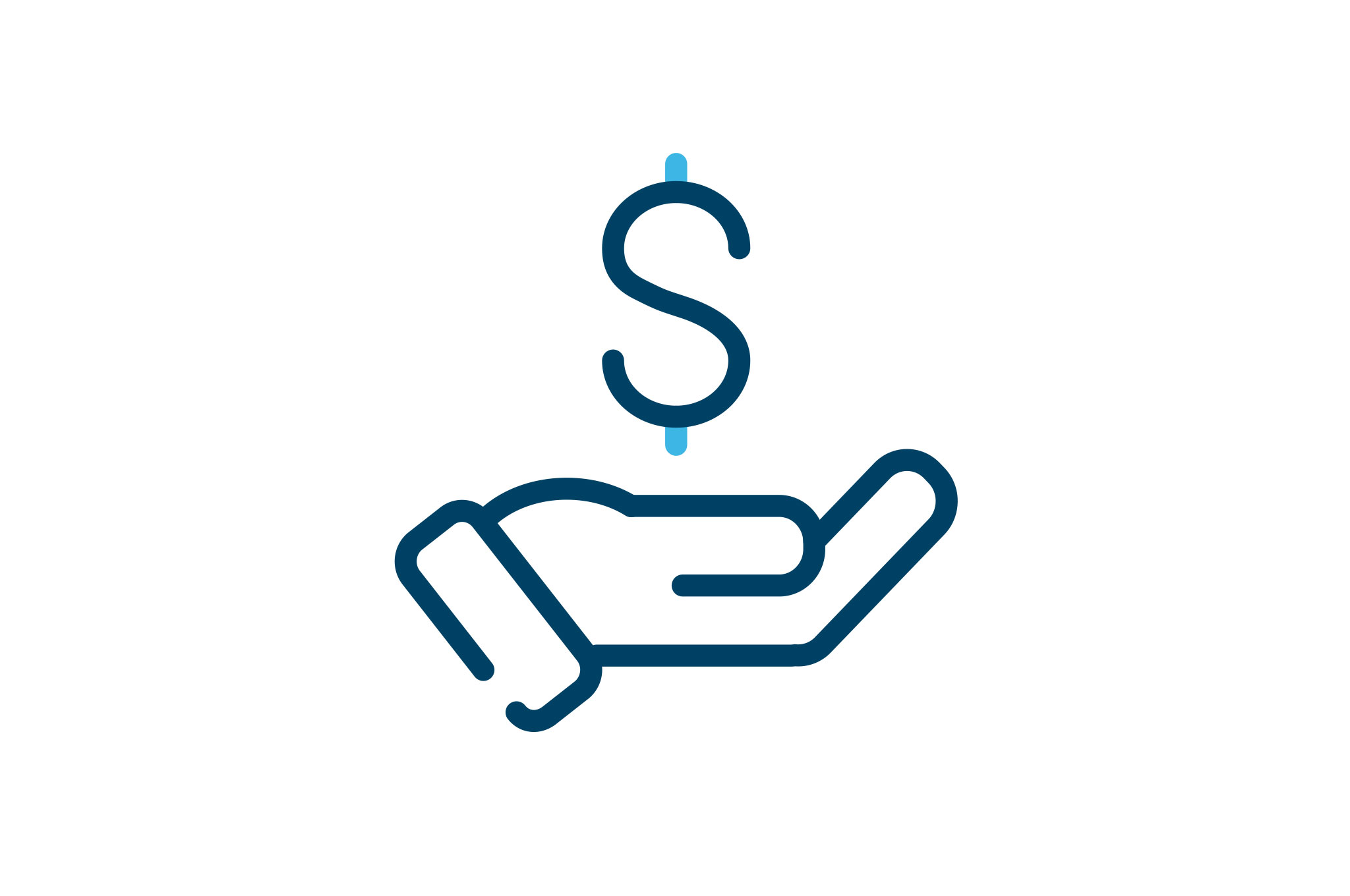 Dollar sign over a hand icon