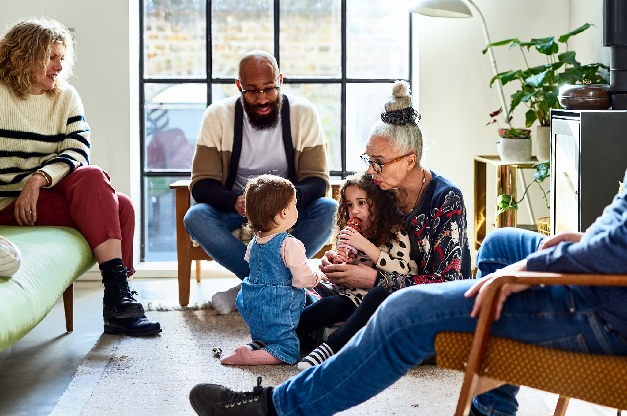 A family in their living room
