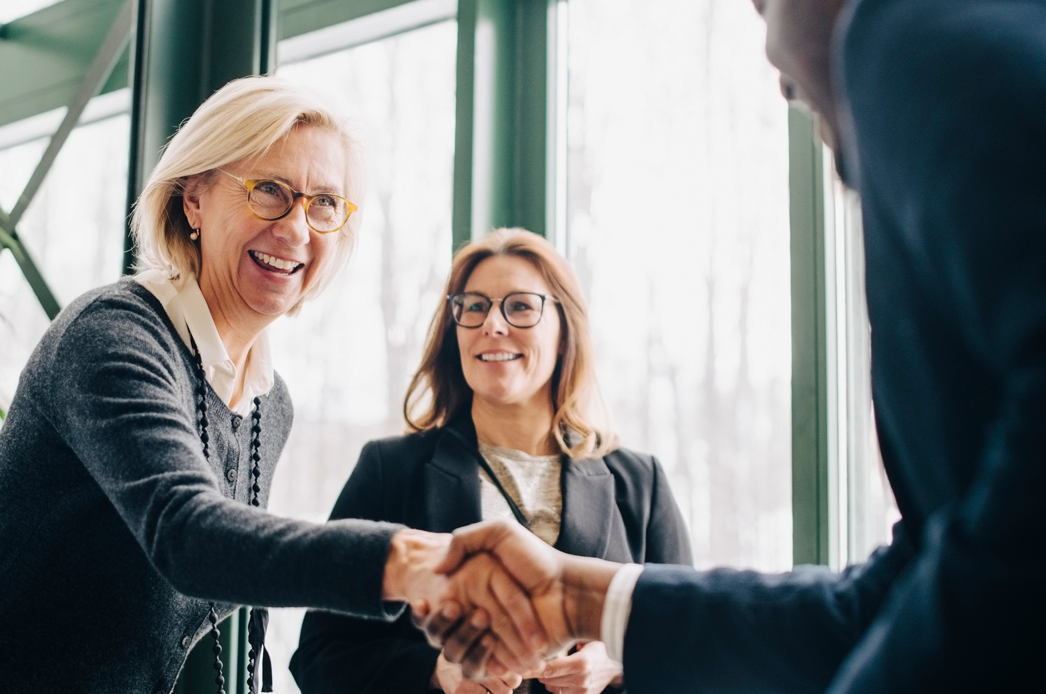 A woman shaking hands with someone