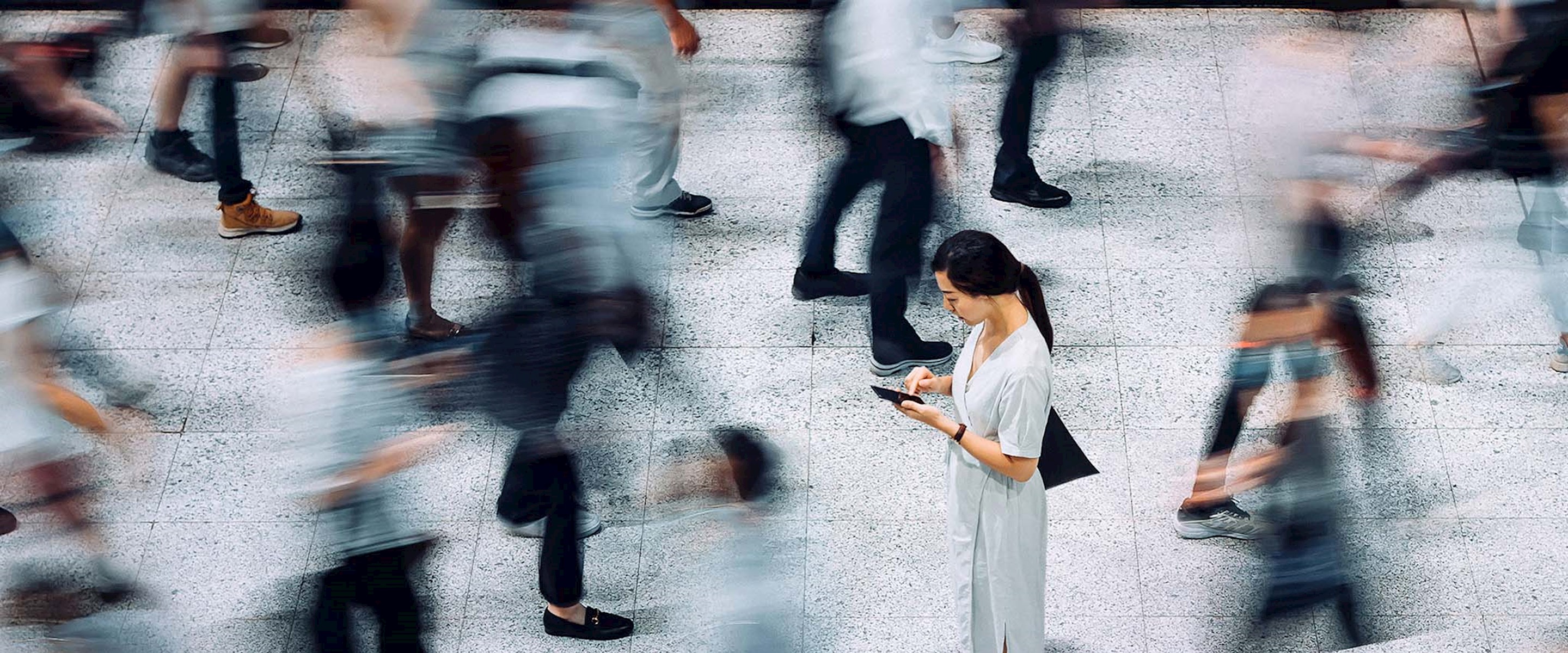 People in a crowded plaza