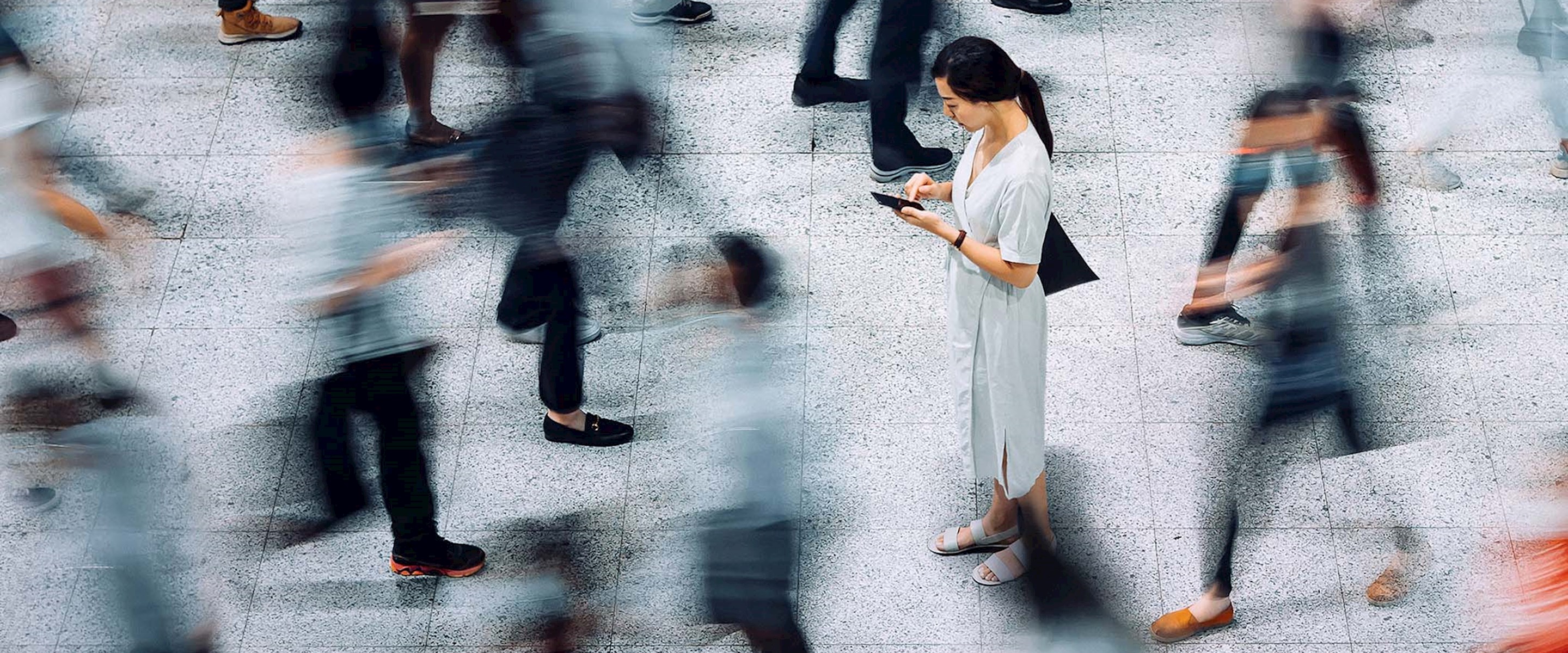 People in a crowded plaza