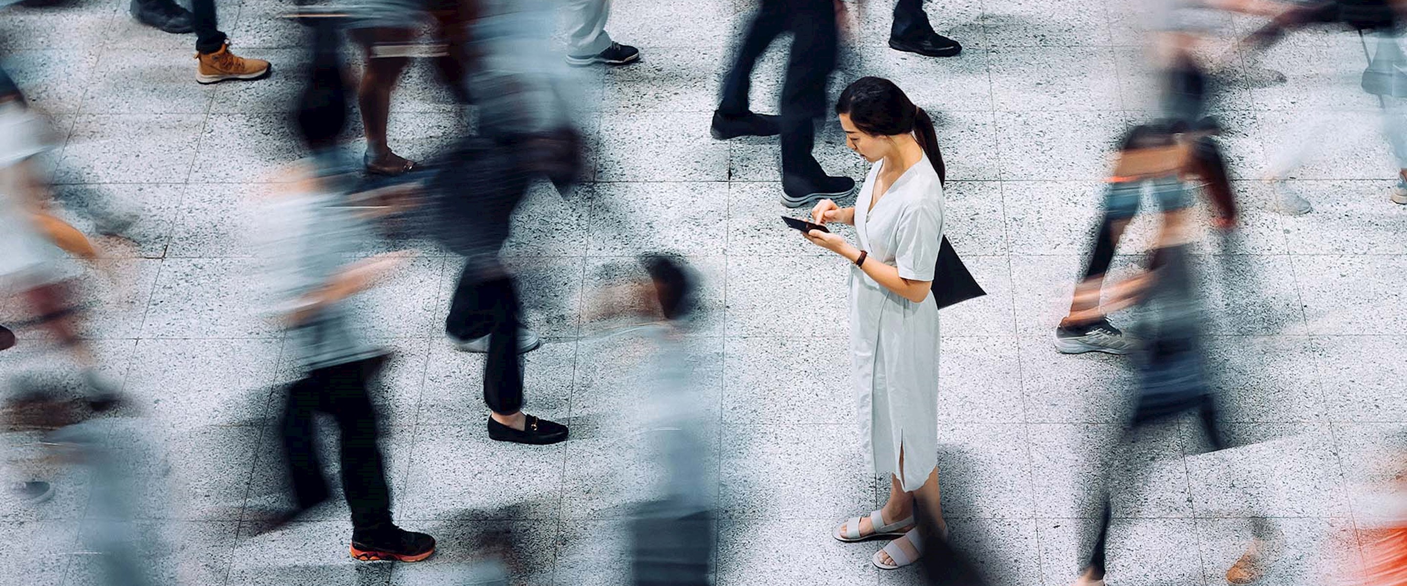People in a crowded plaza