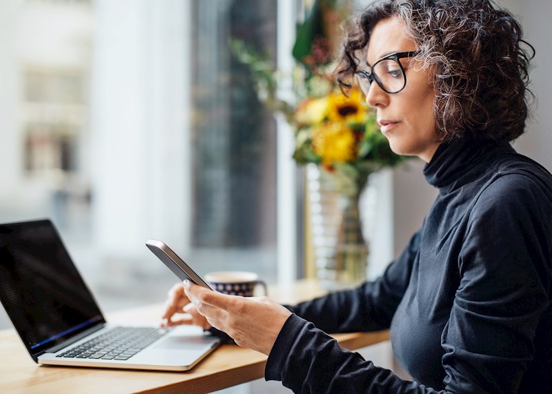 Woman at a computer