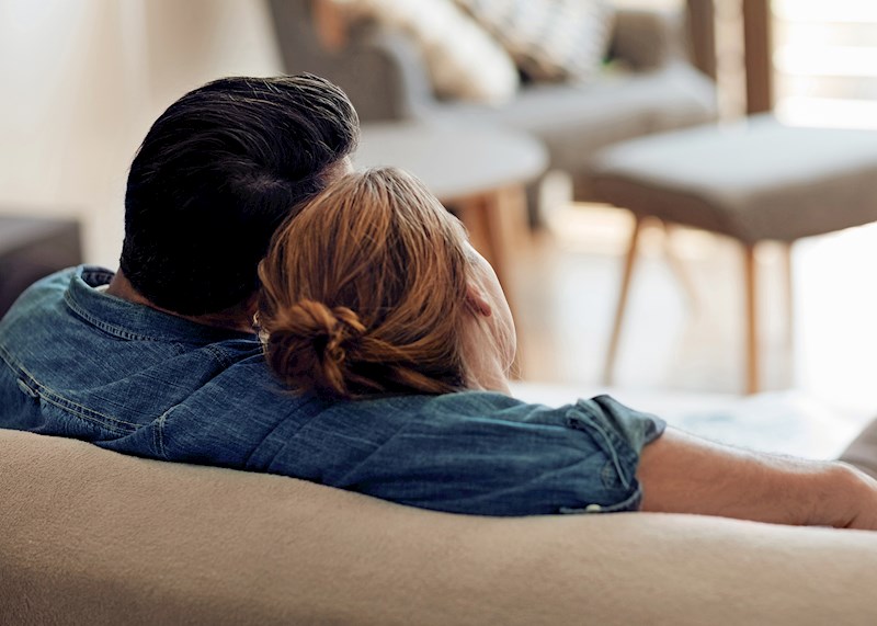 A couple on the sofa