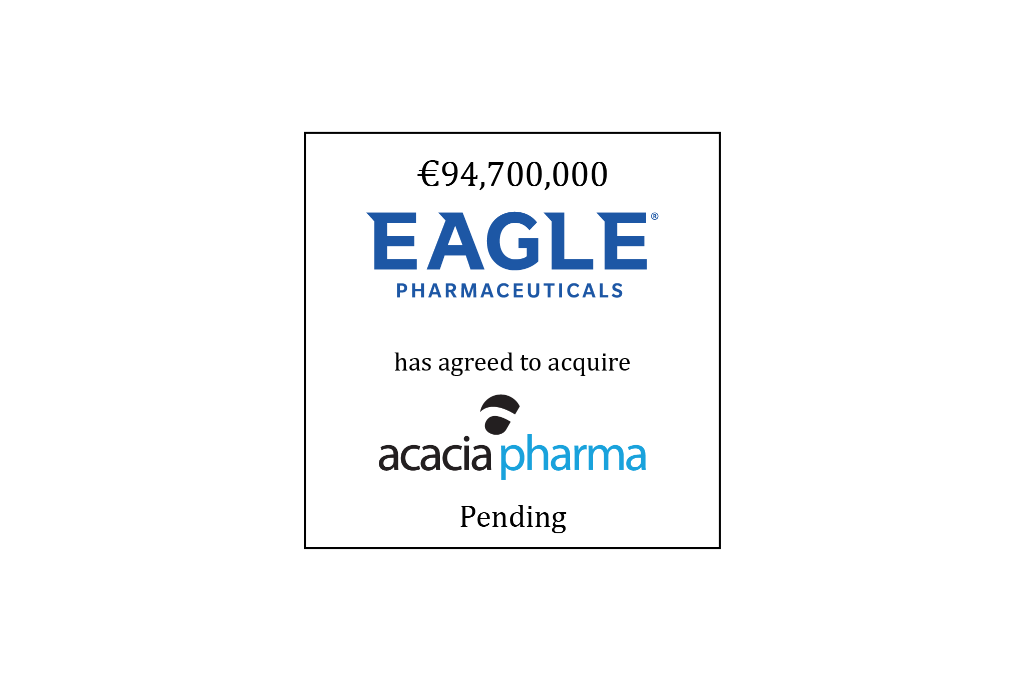 Eagle Pharmaceuticals / Acacia Pharma tombstone