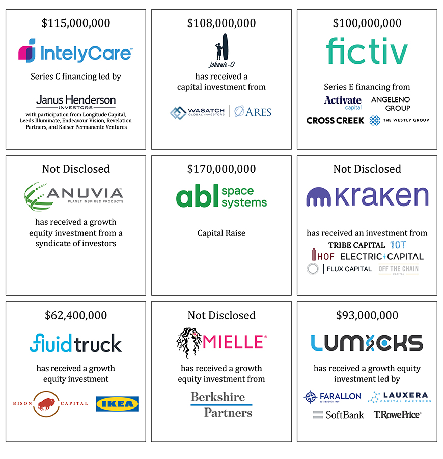 Nine ECM tombstones: IntelyCare, Johnnie-O, Fictiv, Anuvai, ABL Space Systems, Kraken, Ubiquity, Mielle, Lumicks