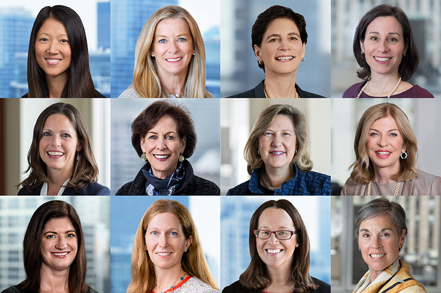 From left, (top row) Kim Chenevey, Barbara Cummings, Eve Ellis, Jill Arkwright Harvey, (second row) Lindsey Holton, Louise Lane, Laura Linger, Carlette McMullan, (third row) Sarah Mercurio, Jackie Moss, Geralyn Sullivan, Linda Sutkin