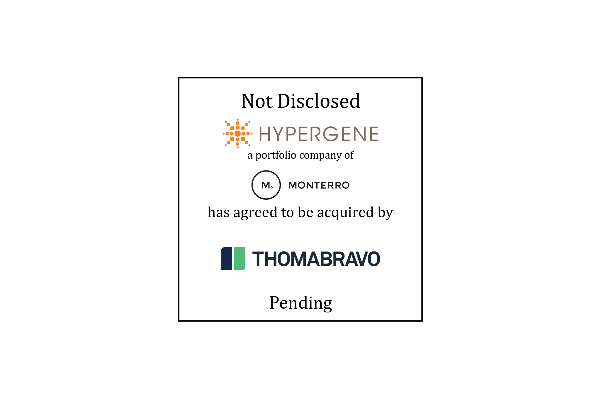 Not Disclosed | Hypergene (logo), a portfolio company of Monterro (logo), has agreed to be acquired by Thoma Bravo (logo)