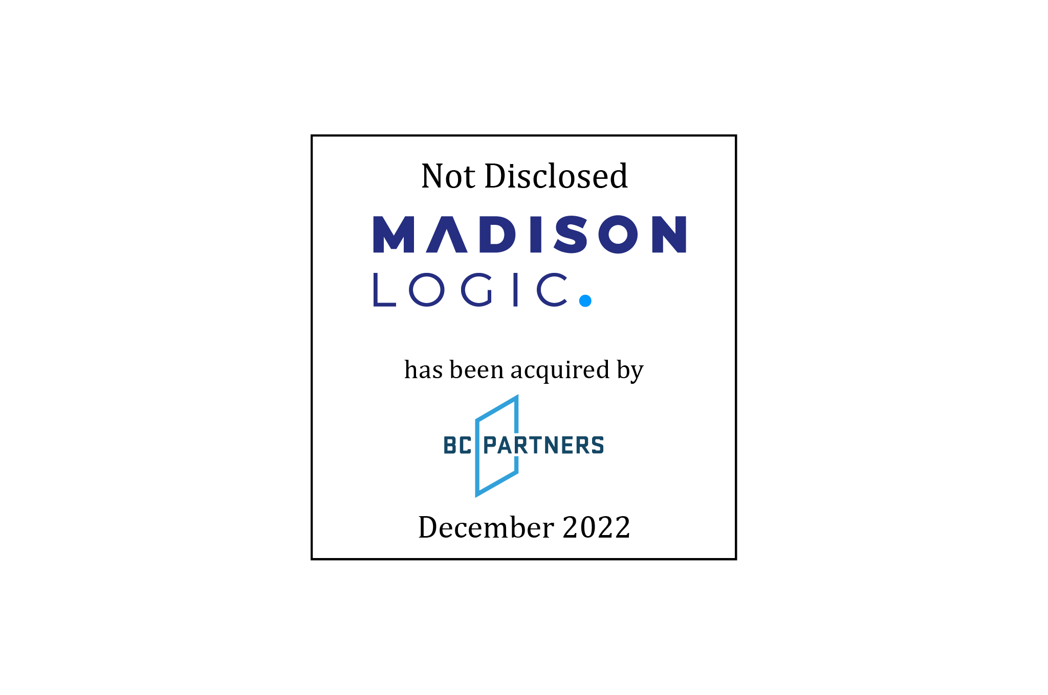 Not Disclosed | Madison Logic (logo) Has Been Acquired by BC Partners (logo) | December 2022