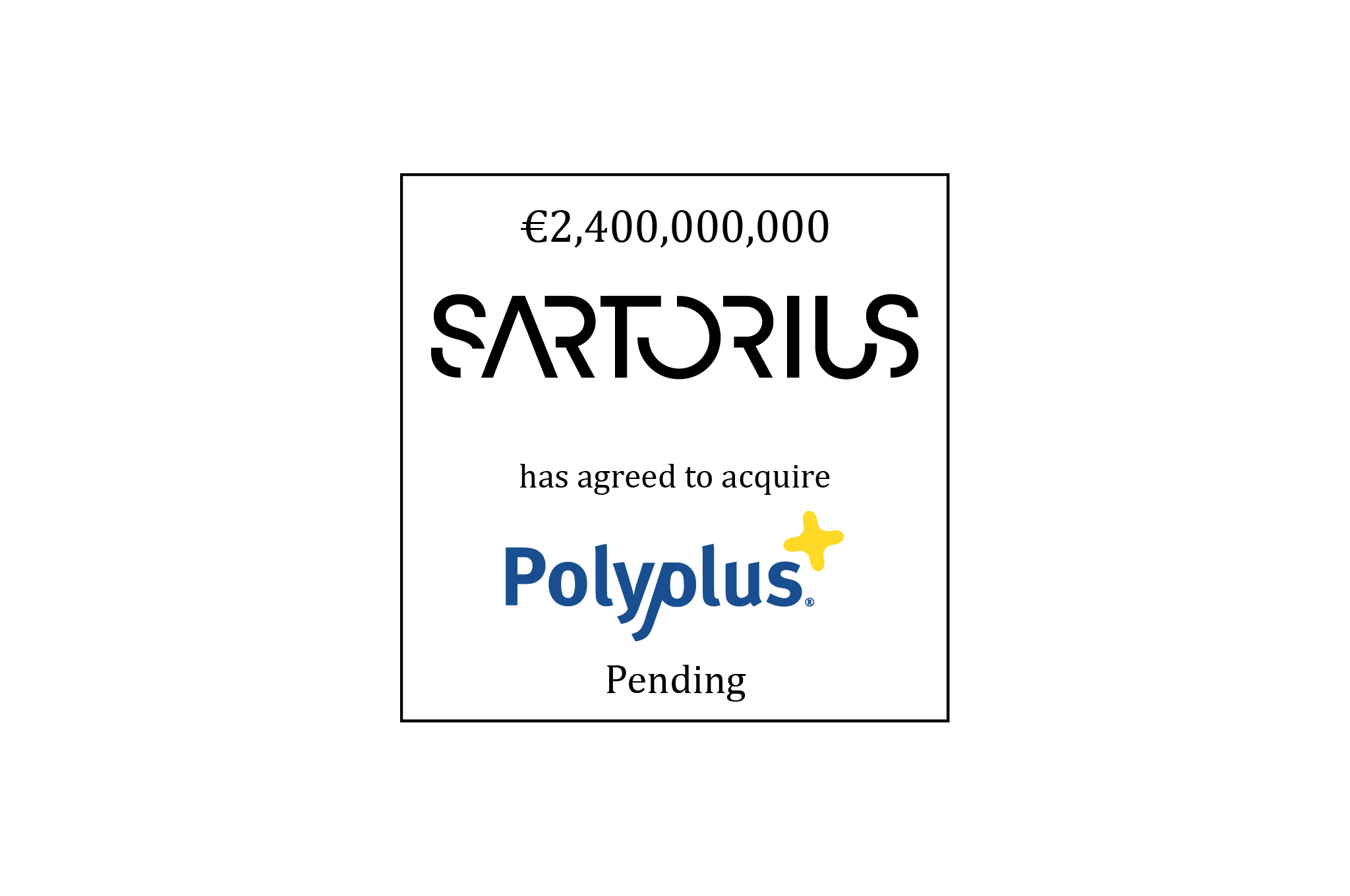 2.4 B Euro | Sartorius Stedim Biotech (logo) Has Agreed to Acquire Polyplus (logo) | Pending