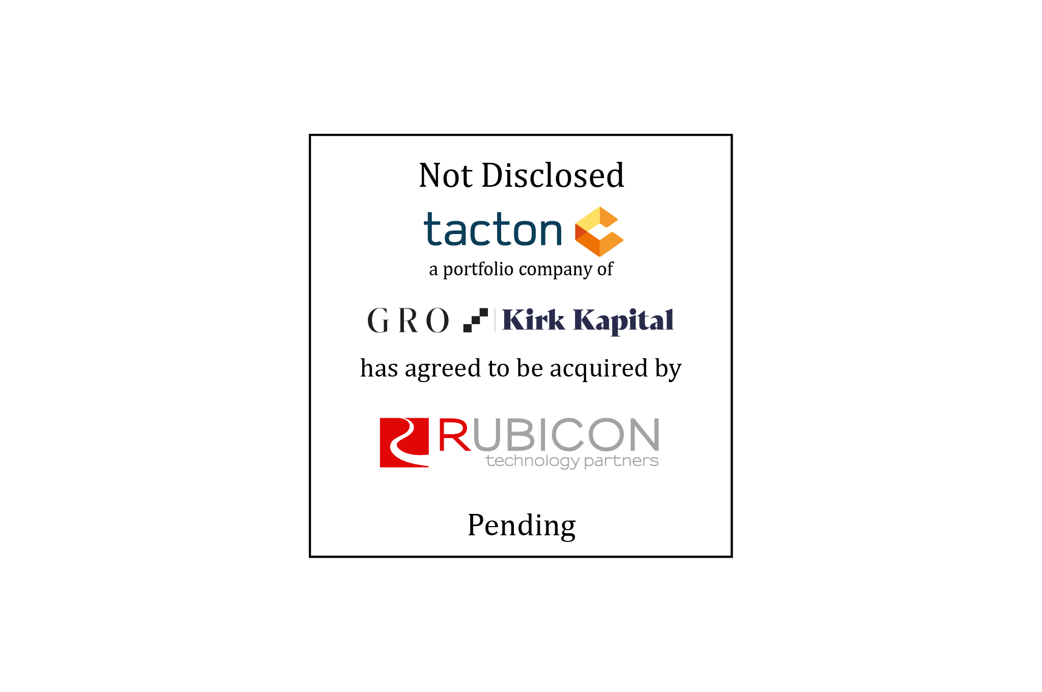 Not Disclosed | Tacton Systems (logo), a portfolio company of GRO and Kirk Kapital, has agreed to be acquired by Rubicon Technology Partners (logo) | Pending