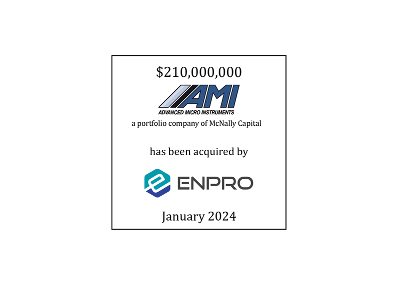 $210,000,000 | Advanced Micro Instruments (logo), a portfolio company of McNally Capital, has been acquired by Enpro (logo) | January 2024