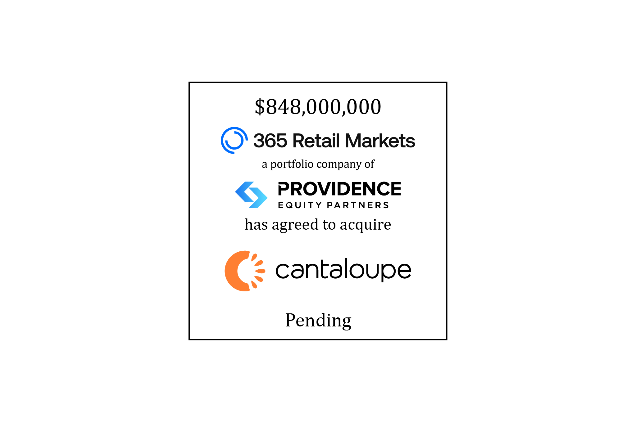 $848,000,000 | 365 Retail Markets (logo), a portfolio company of Providence Equity Partners (logo), has agreed to acquire Cantaloupe (logo) | Pending