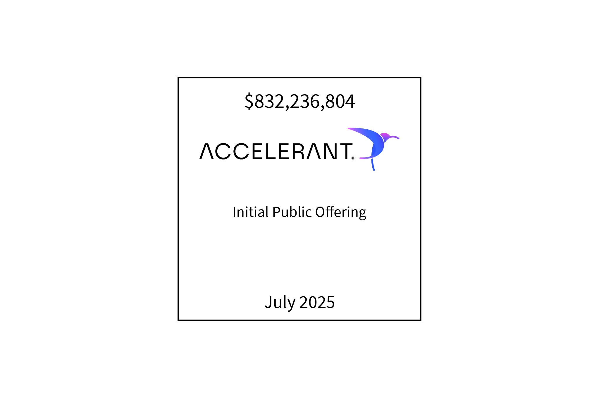 $832,236,804 | Accelerant (logo) Initial Public Offering | July 2025