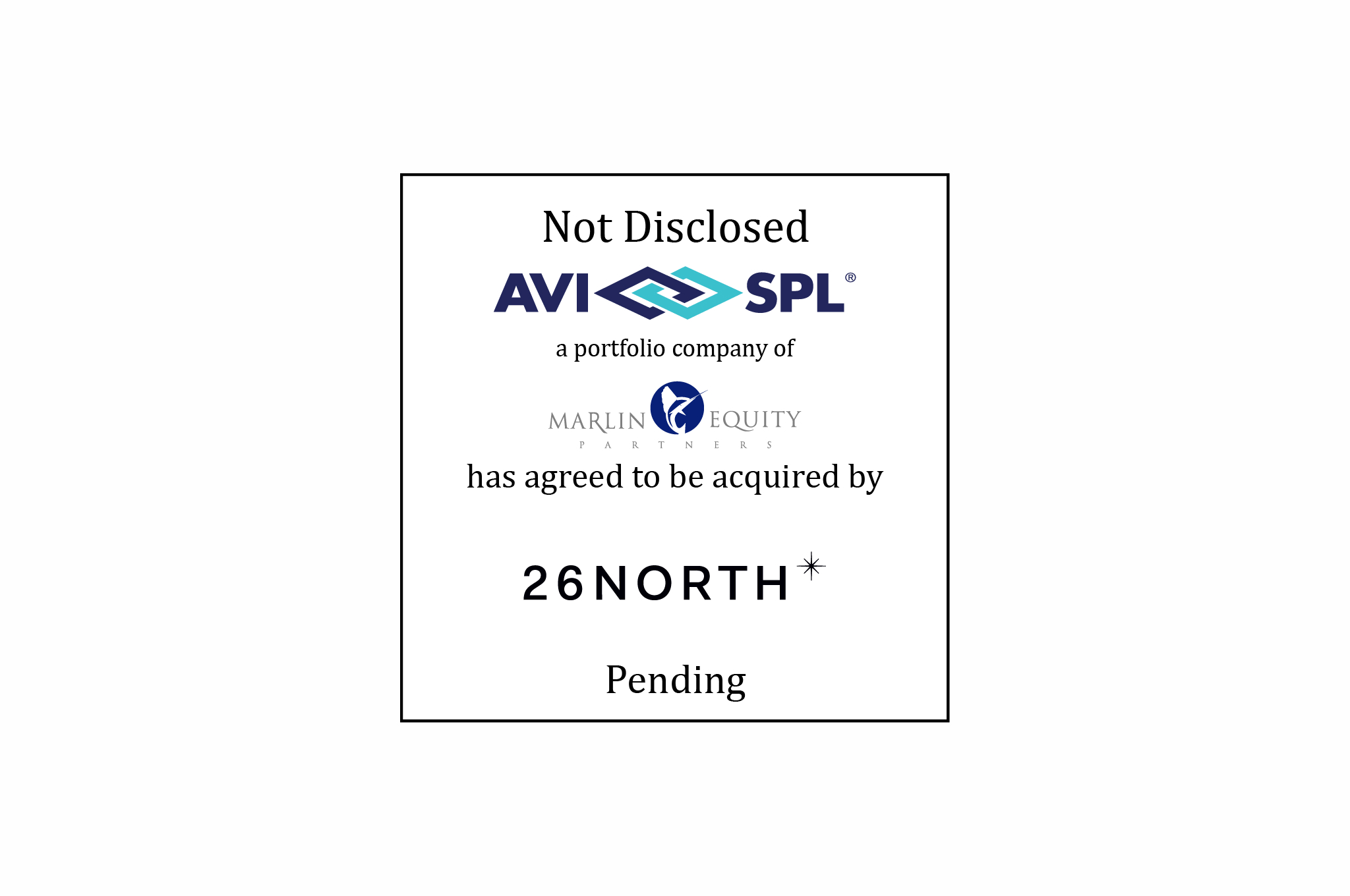 Not Disclosed | AVI-SPL a portfolio company of Marlin Equity Partners has agreed to be acquired by 26North | Pending