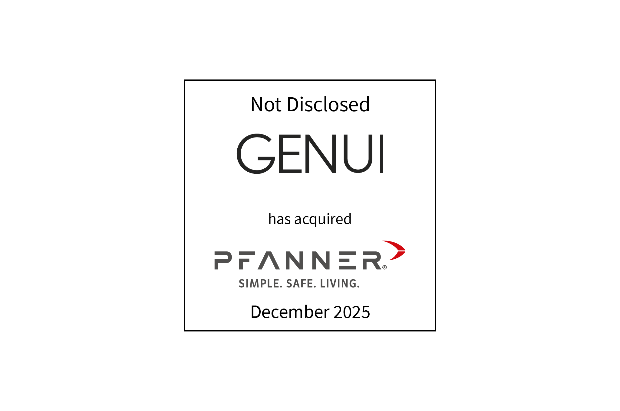 Not Disclosed | GENUI (logo) has agreed to acquire PFANNER (logo) | Pending