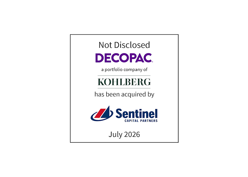 Not Disclosed | Decopac (logo), a portfolio company of Kohlberg (logo), has been acquired by Sentinel (logo) | July 2026