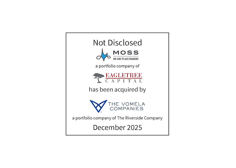 Not Disclosed | Moss (logo), a portfolio company of EagleTree Capital (logo), has been acquired by The Vomela Companies (logo), a portfolio company of The Riverside Company | December 2025