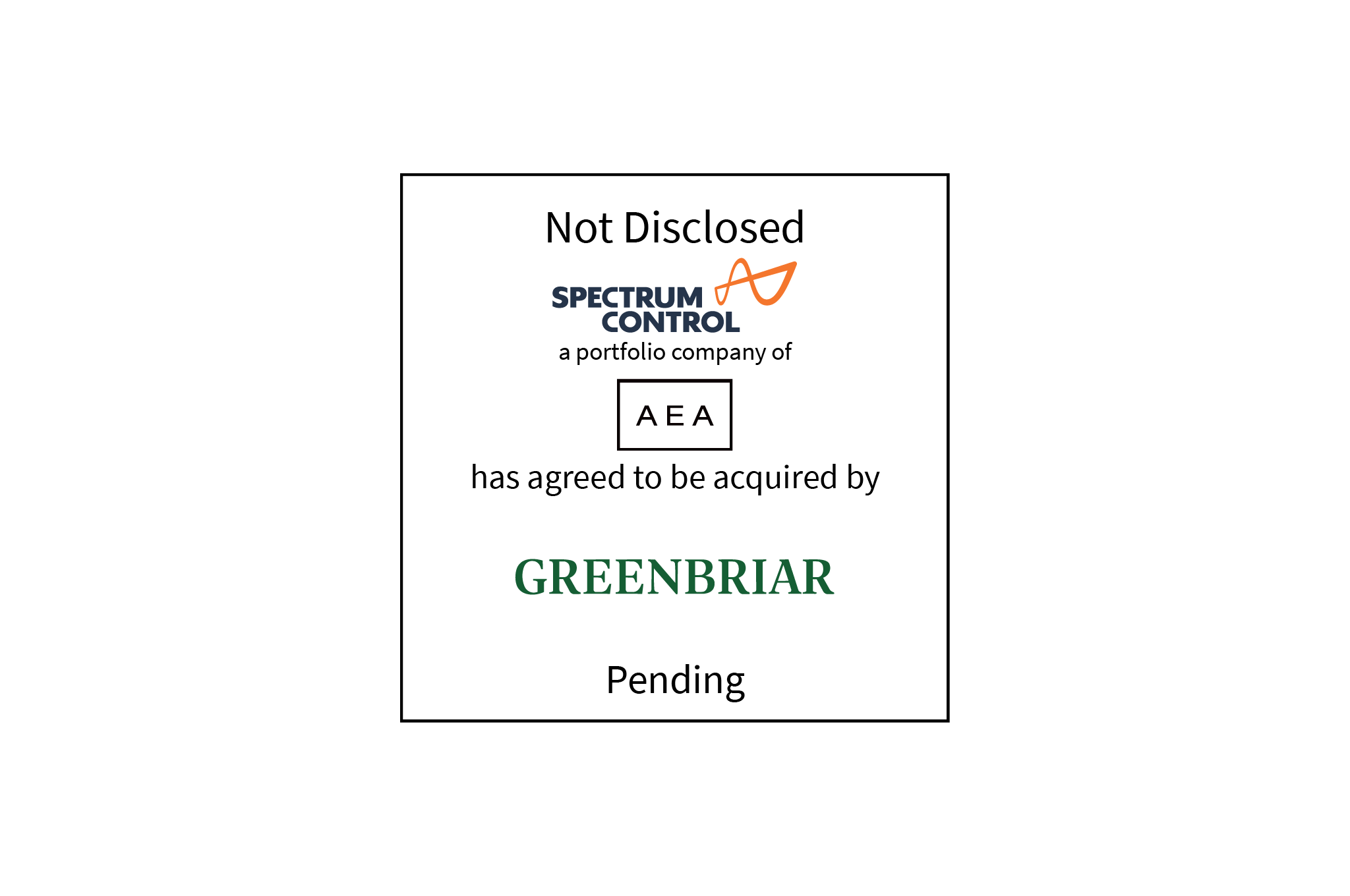 Not Disclosed | Spectrum Control (logo), a portfolio company of AEA, has agreed to be acquired by Greenbriar (logo) | Pending