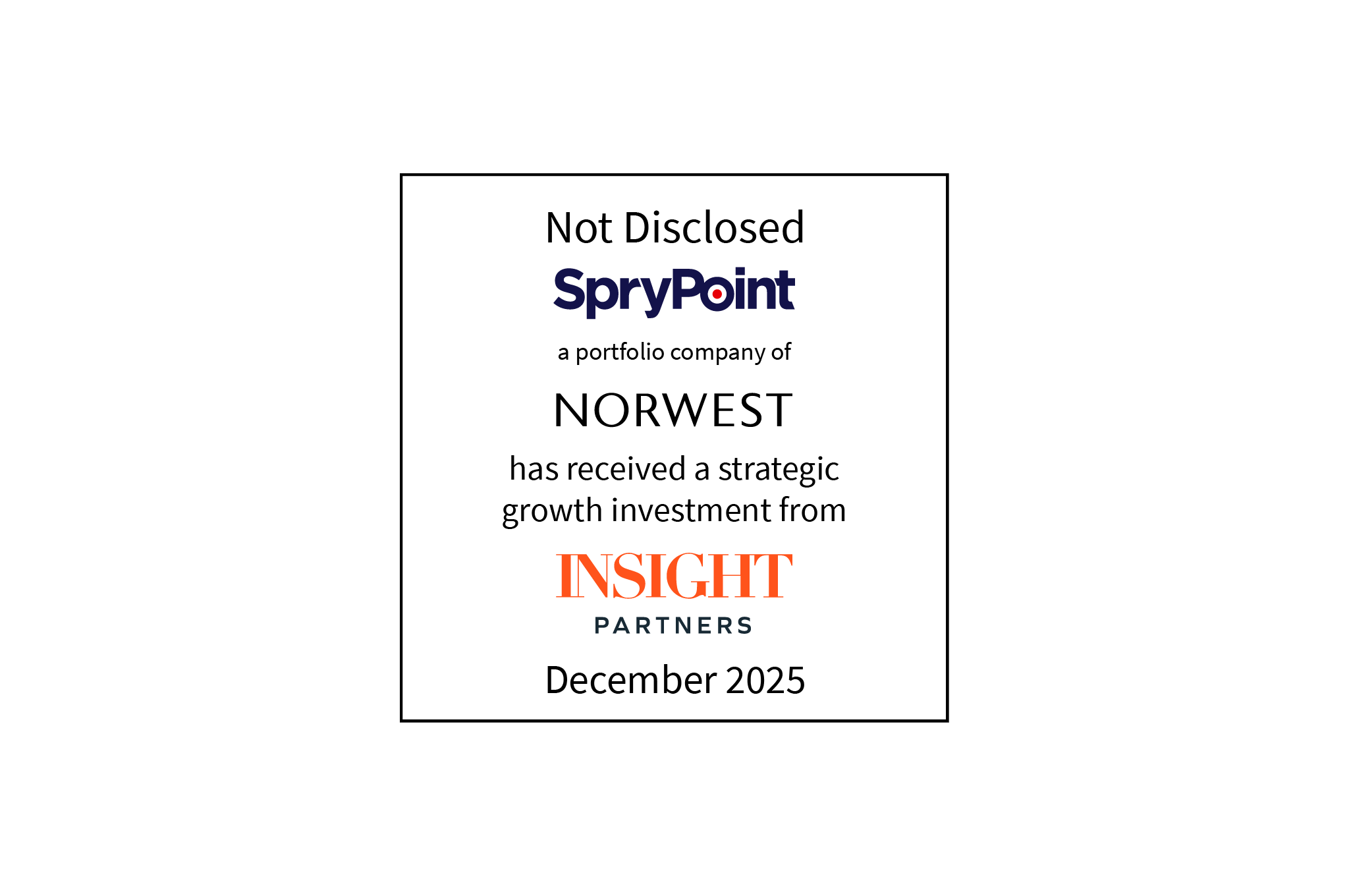Not Disclosed | SpryPoint (logo), a portfolio company of Norwest Venture Partners (logo) Has Received a Strategic Growth Investment from Insight Partners (logo) | December 2025